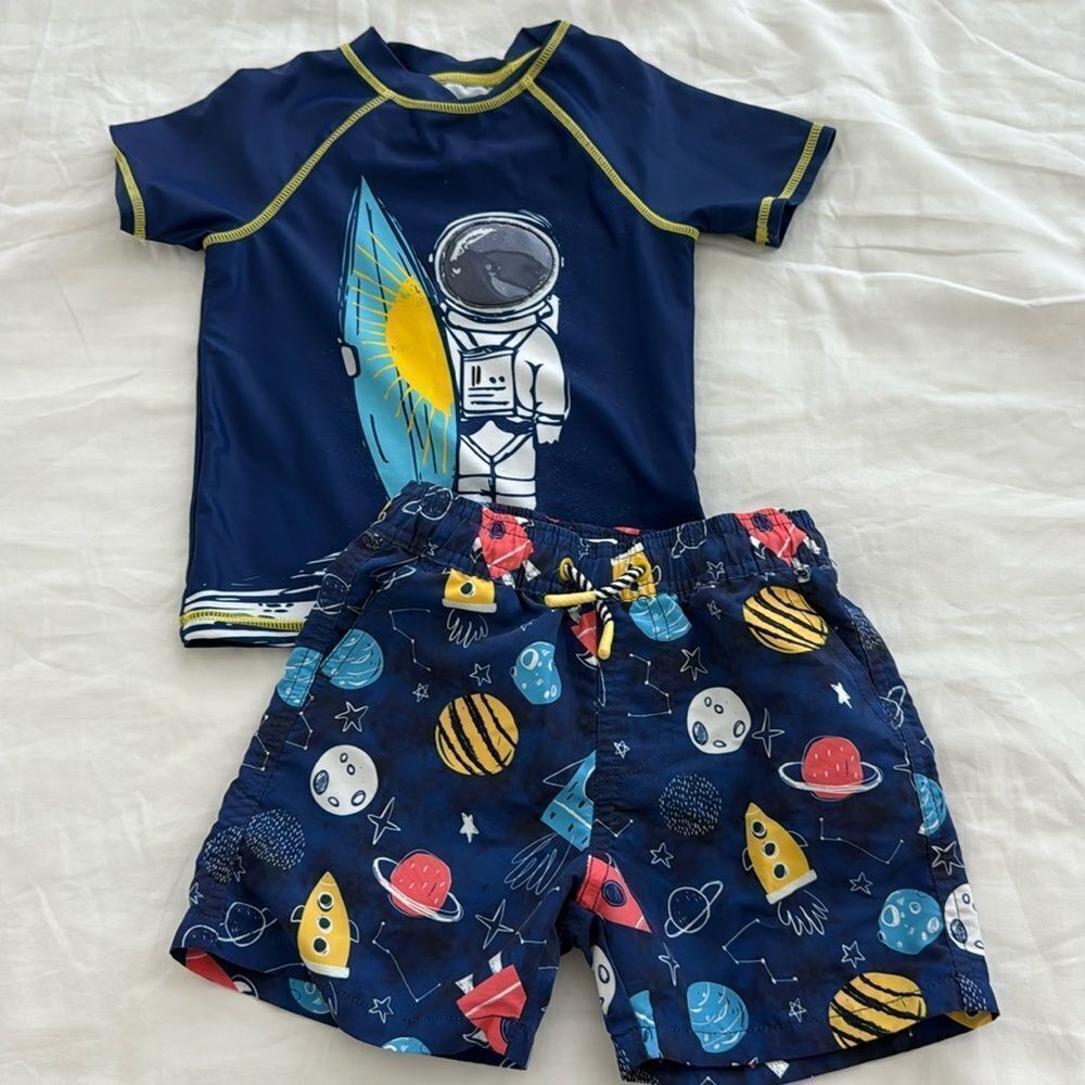 Boys swim trunks and rash gaurd